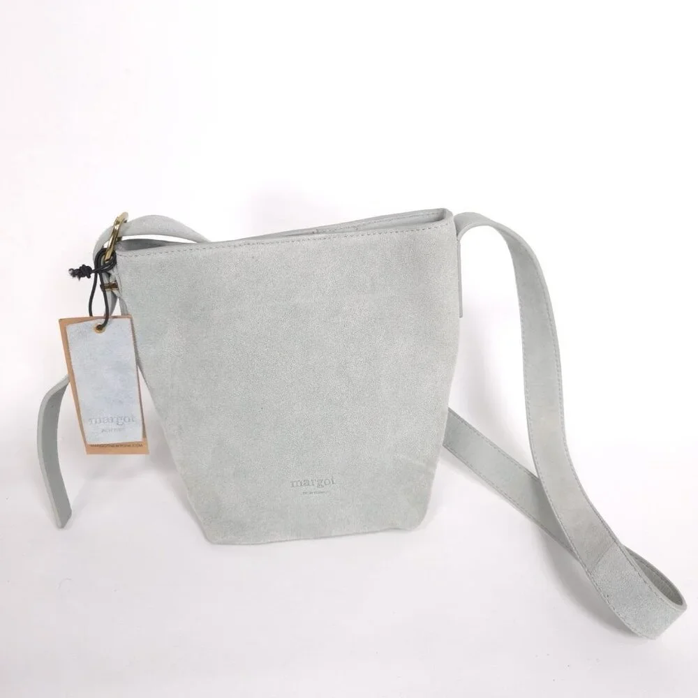 NEW Margot NEW YORK Kaye Mini Bucket LEATHER Suede Blue Crossbody‎ Bag MG3318-KU - Picture 9 of 14